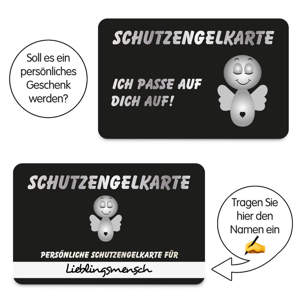 ZWEN Schutzengel Schlüsselanhänger "CUTY" mit Geschenkbox & Schutzengelkarte | Edler Glücksbringer Silber glänzend als Talisman - Zwenshop